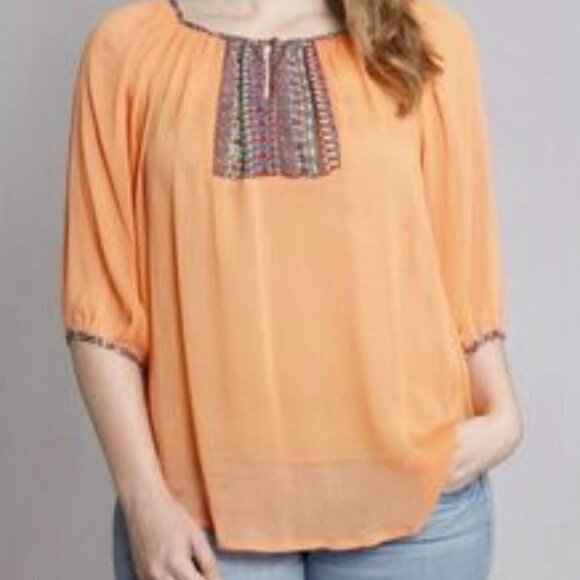 Umgee Tops - Umgee Boho Orange Top Medium